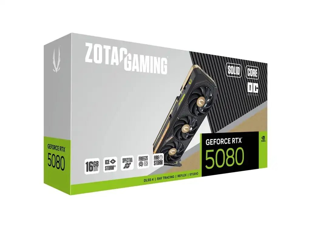 ZOTAC GAMING GeForce RTX 5080 SOLID CORE OC Graphic Card | ZT - B50800J2 - 10P - 8886307700568 - Vektra Computers LLC ZOTAC GAMING GeForce RTX 5080 SOLID CORE OC Graphic Card | ZT - B50800J2 - 10P - 8886307700568 - Vektra Computers LLC